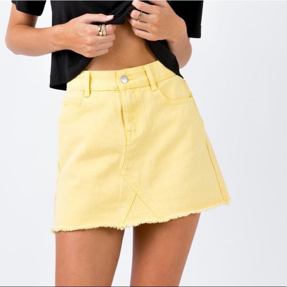 Princess Polly | Hallie Denim Skirt | yellow